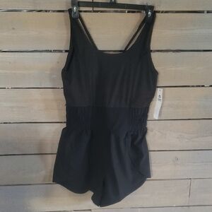 Mono B Black All Day Active Shortsie Romper